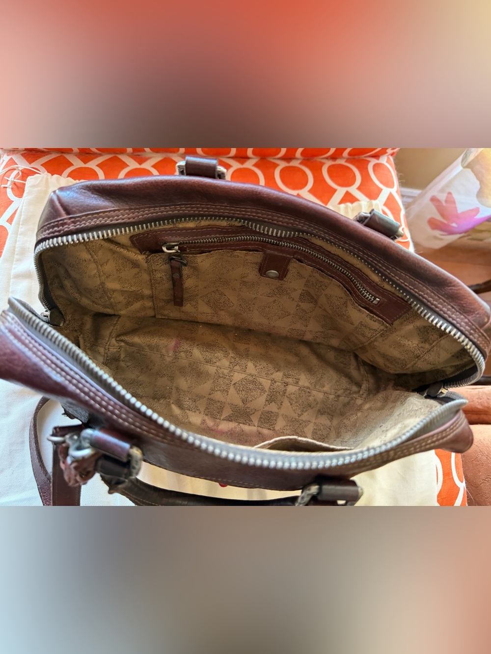 A.S.98 Rich Brown Leather Satchel with Top Handles - Picture 3 of 3